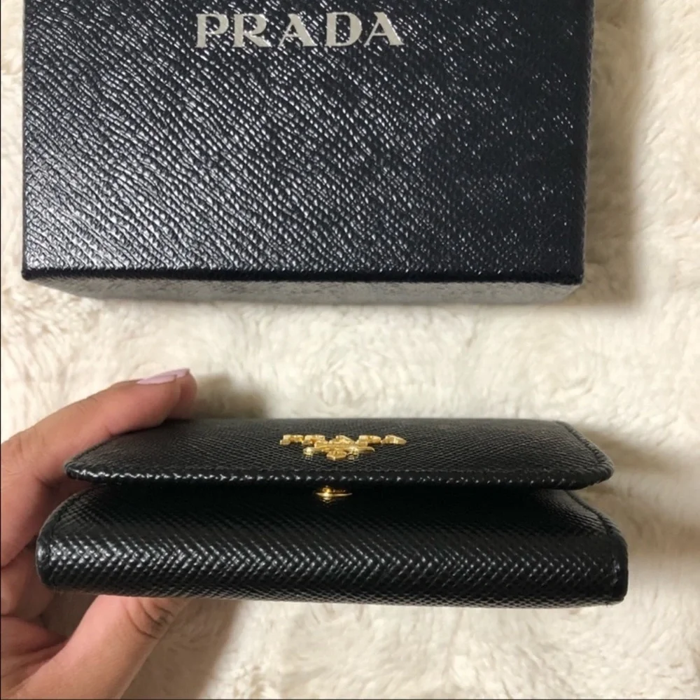 Black Prada Trifold Wallet - Picture 5 of 10